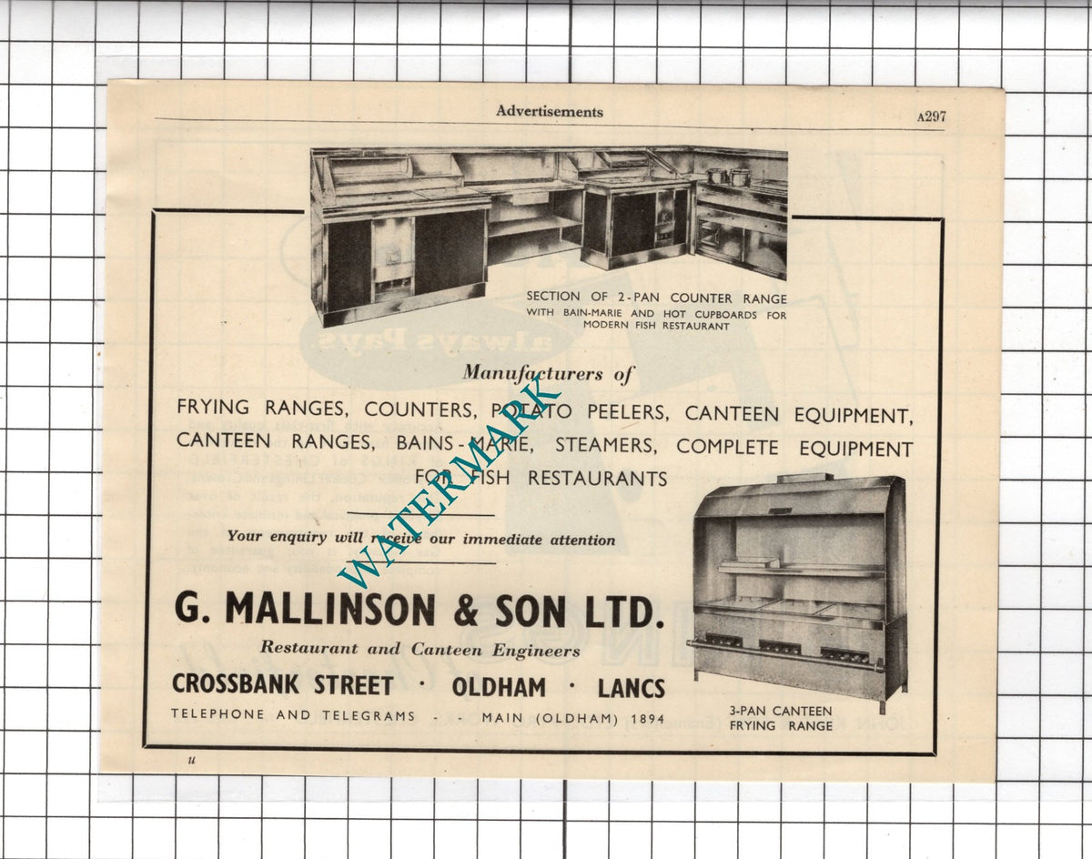 G Mallinson & Son Ltd Oldham Lancs / Kings Of Chesterfield John King 1951 Advert