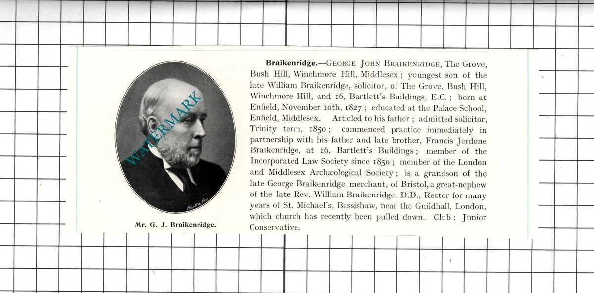 George John Braikenridge / Arthur Blackman Meadowlea Sidcup - c.1905 Clipping