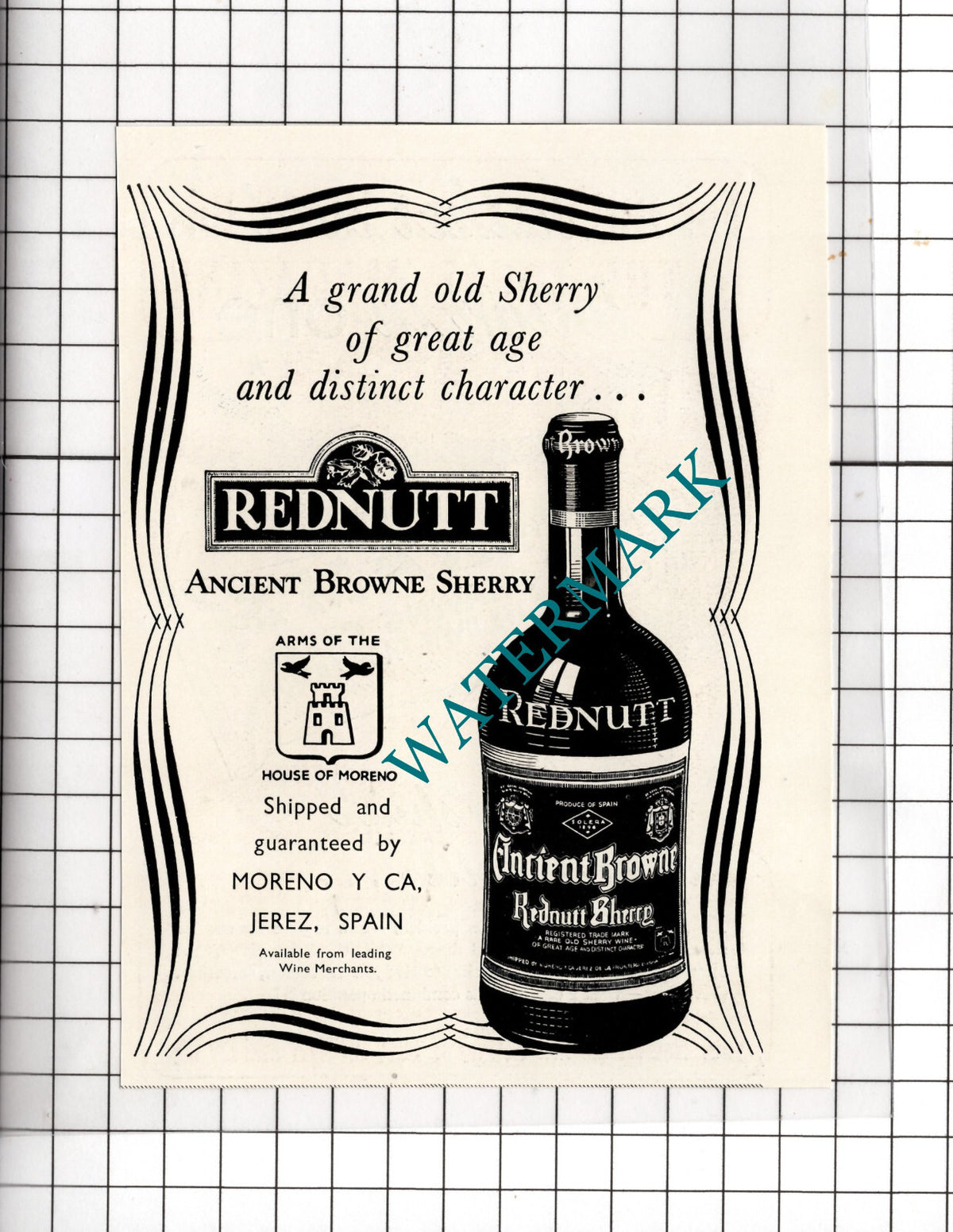 Rednutt Sherry Ancient Browne / Ingram's Shaving Cream  - 1950 Small Advert