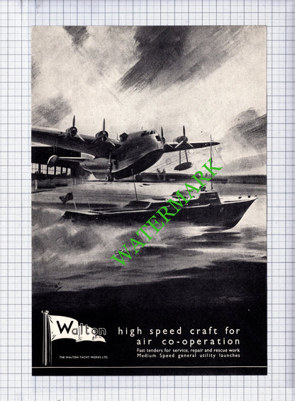 Delaney Gallay Ltd London / Walton Yacht Works Ltd ADVERT- 1942 Cutting
