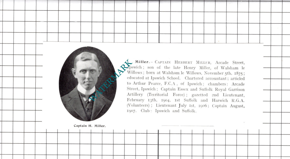 Captain Herbert Miller Ipswich / Benjamin Branford Morgan Norwich -1911 Clipping