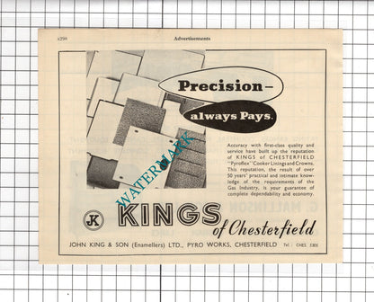 G Mallinson & Son Ltd Oldham Lancs / Kings Of Chesterfield John King 1951 Advert