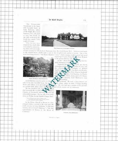 The Pleasaunce Overstrand Cromer / Scottow Hall Ina Lady Durrant - 1911 Article