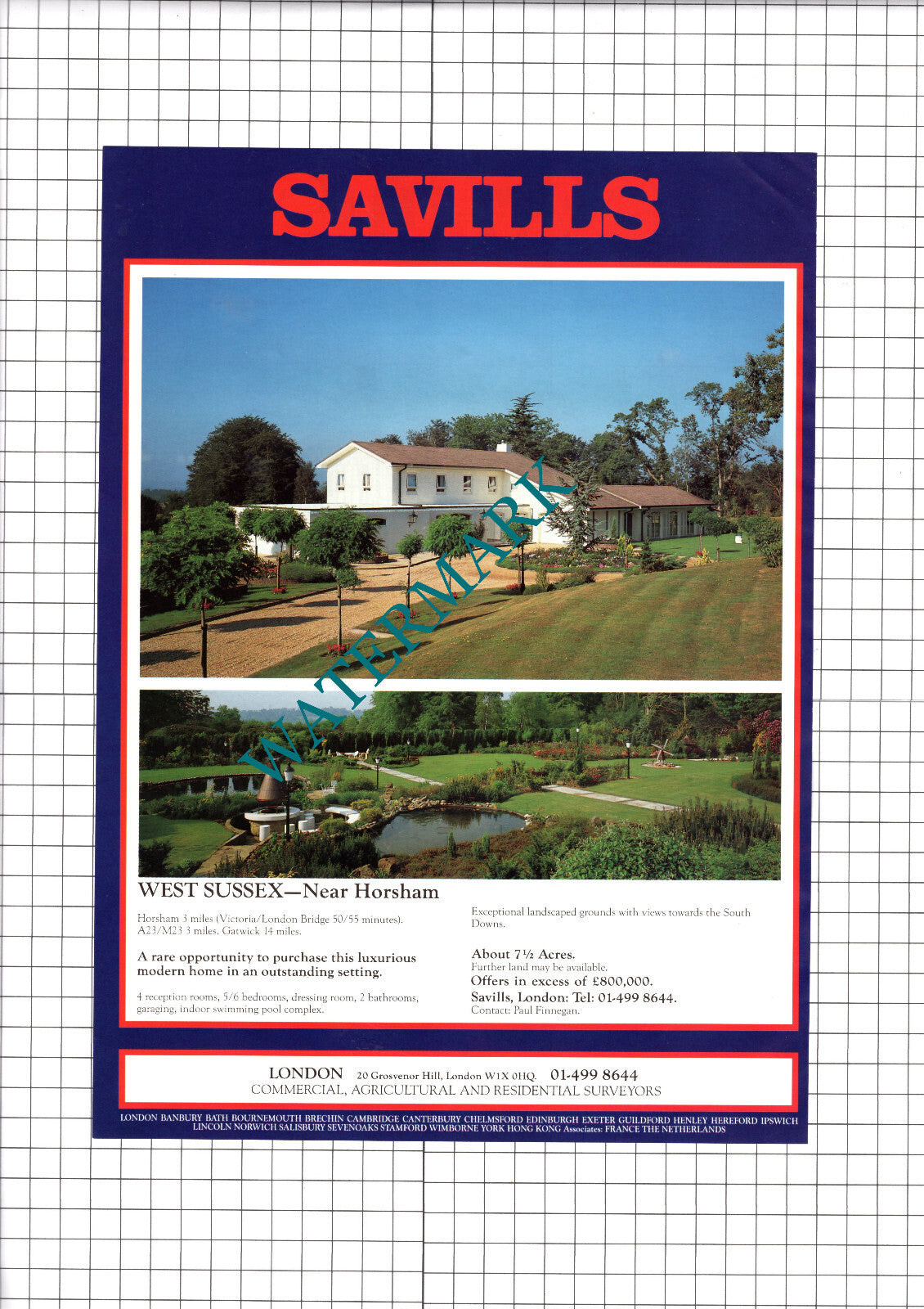 Horsham West Sussex House Sale Advert - 1989 Clipping / Print