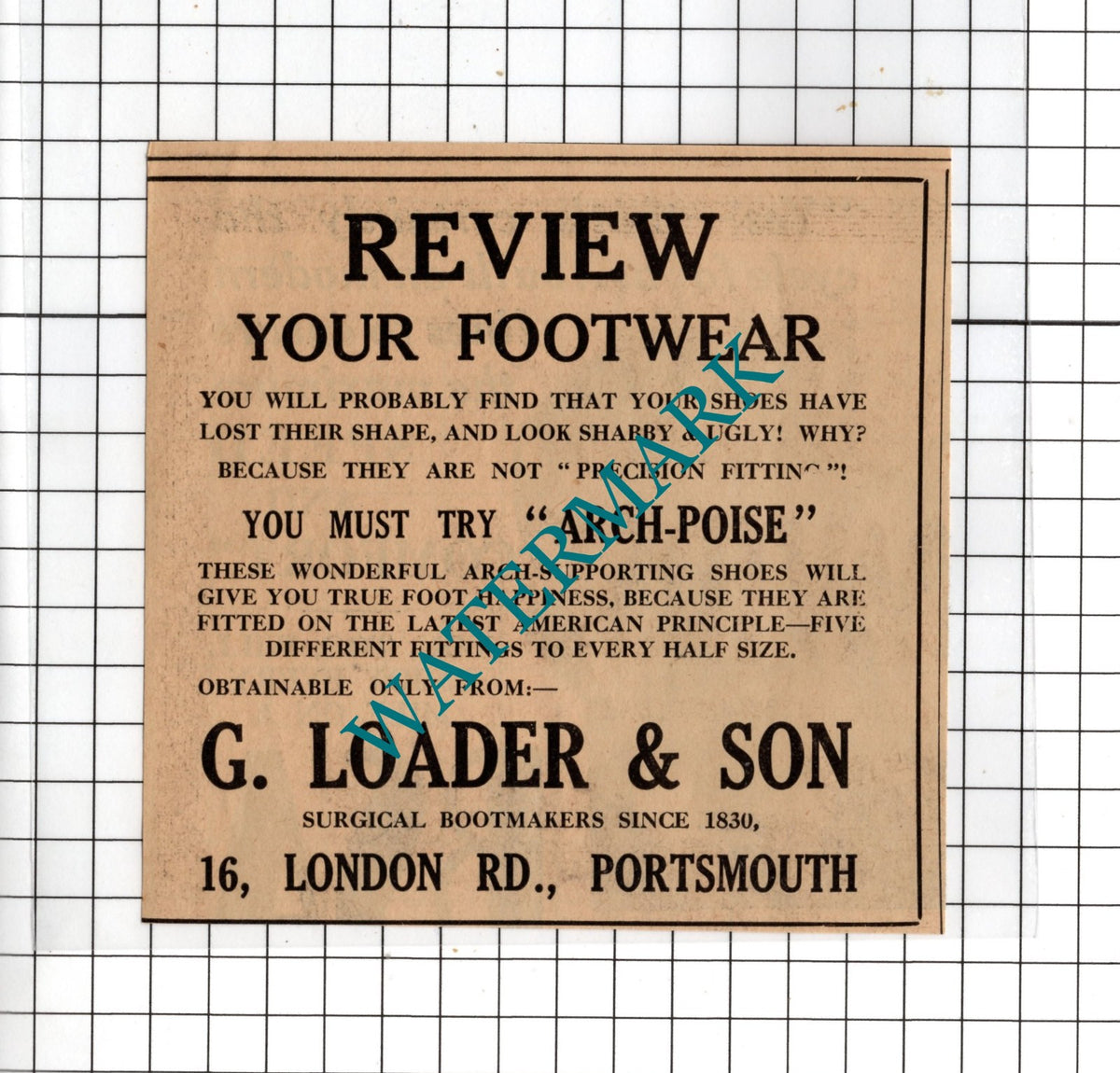 G Loader & Son Bootmakers London Road  Portsmouth - 1953 Small Advert
