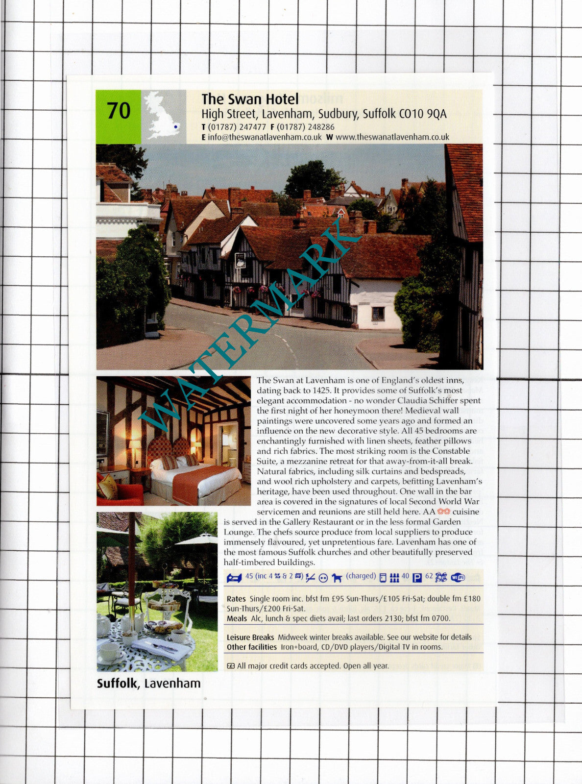 Kesgrave Hall Kesgrave Suffolk / The Swan Hotel Lavenham Suffolk -2011 Advert
