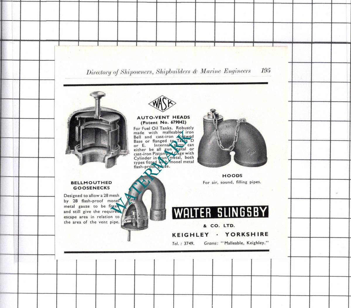 William Thomson & Co Glasgow / Walter Slingsby Keighley - c.1957 Small Advert