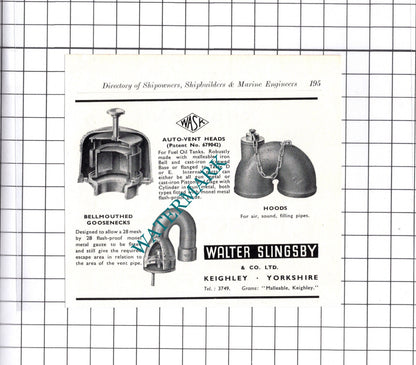 William Thomson & Co Glasgow / Walter Slingsby Keighley - c.1957 Small Advert
