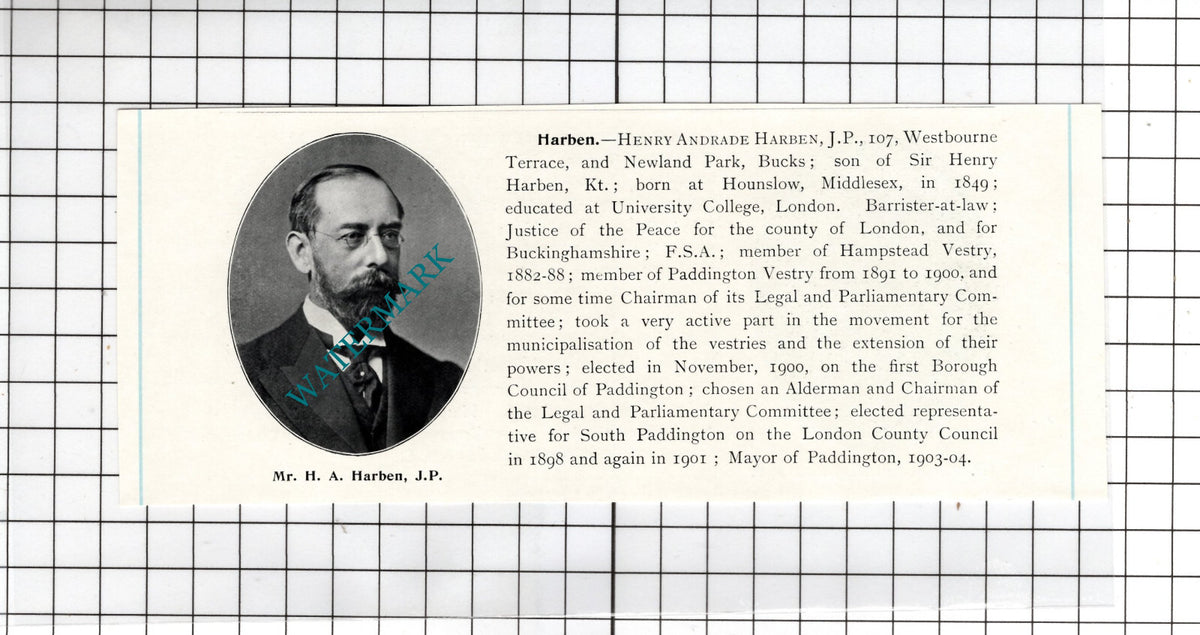 Edward Marshall Hall Brighton / Henry Andrade Harben Hounslow  -  1905 Clipping