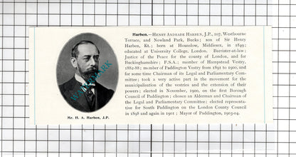 Edward Marshall Hall Brighton / Henry Andrade Harben Hounslow  -  1905 Clipping