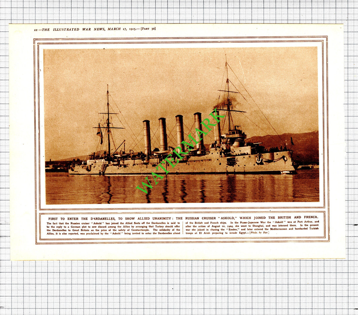 Georges Fabre Apparatus Chambenoist / ASKOLD Russian Ship WW1 - 1915 Cutting