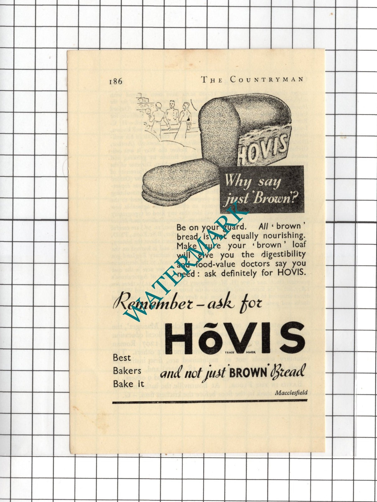 Hovis Bread Macclesfield Hovis Advert - 1934 Small Advert