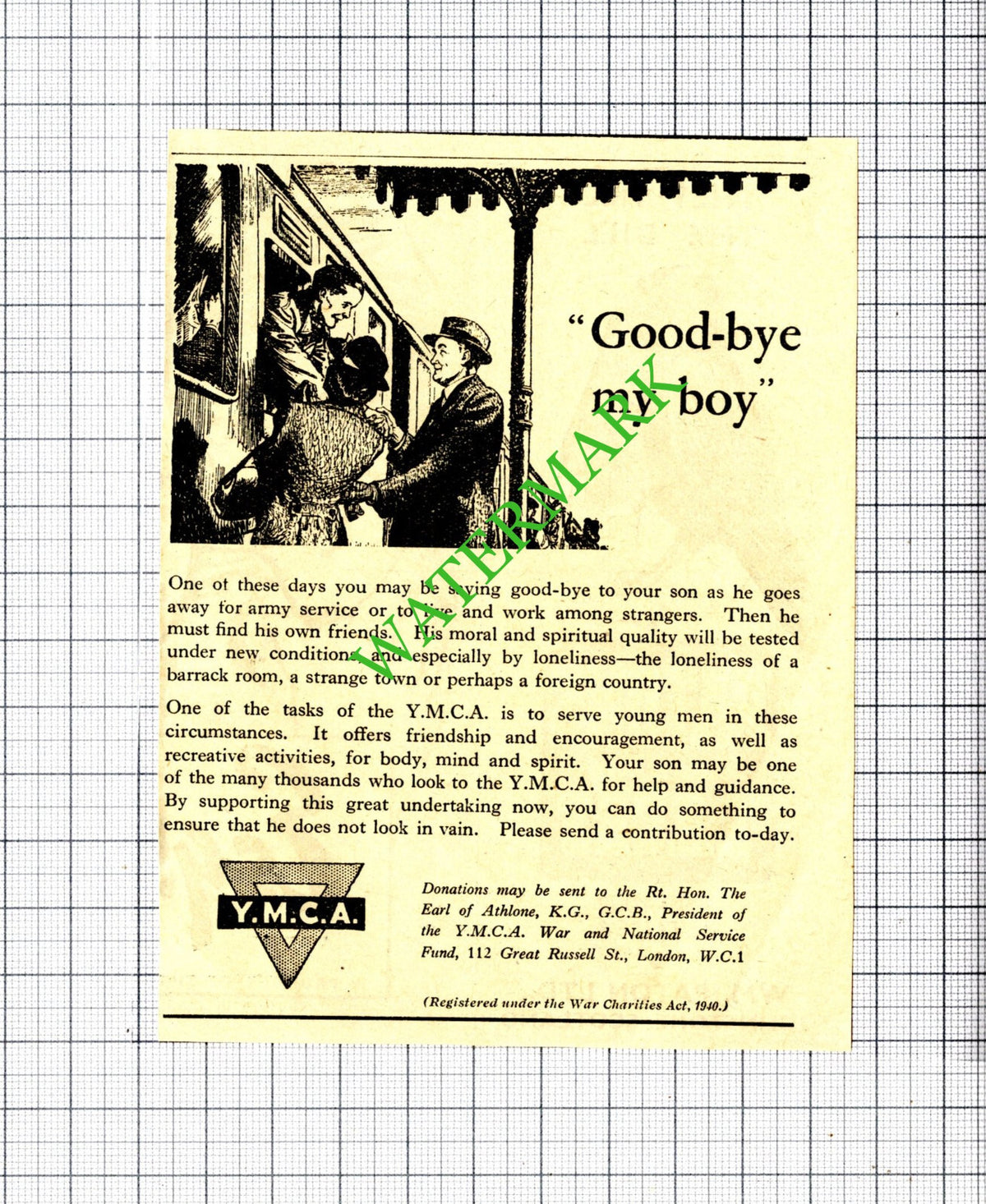 YMCA Donation Appeal Small Advert - 1947 Cutting