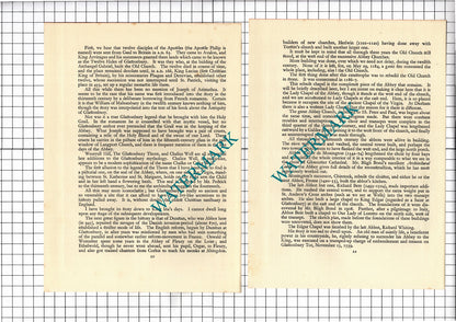 Glastonbury Abbey - 1925 Article / Print / Plans