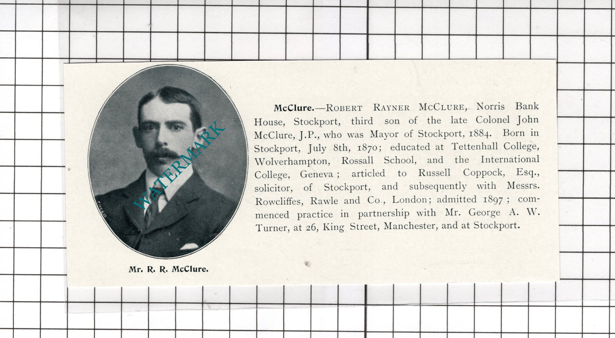 Robert Rayner McClure Stockport William Henry Norton Old Trafford c.1900 Cutting