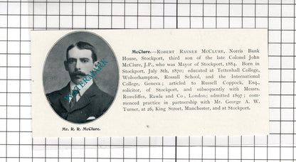 Robert Rayner McClure Stockport William Henry Norton Old Trafford c.1900 Cutting