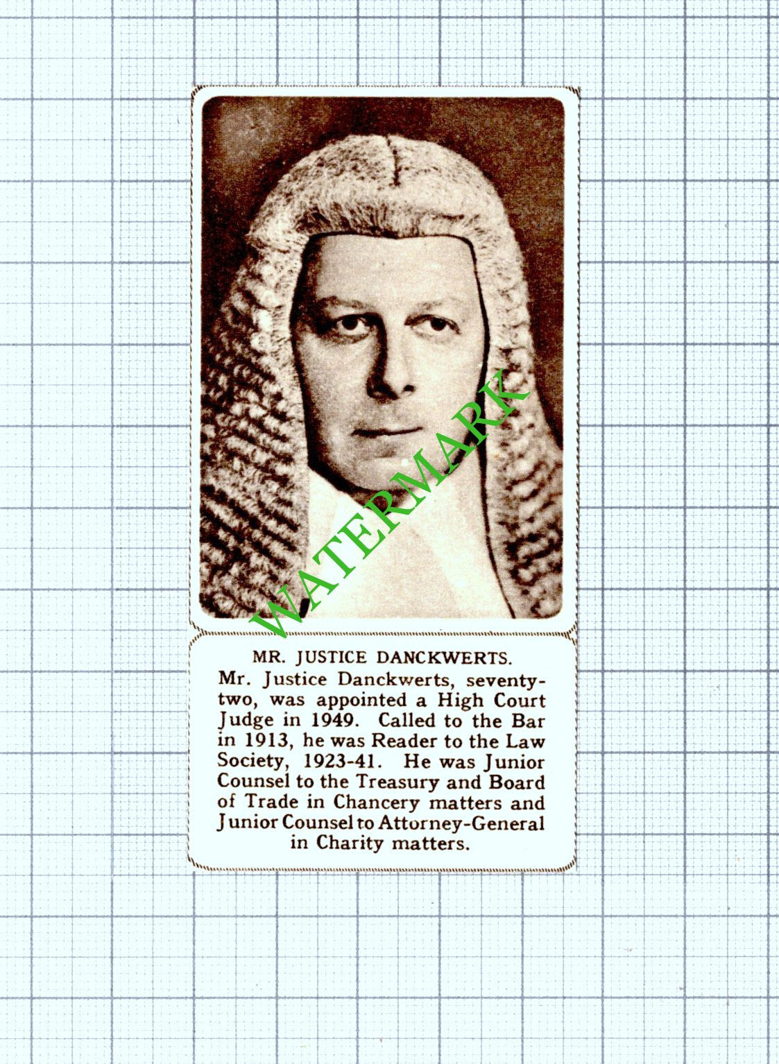 Mr Justice Danckwerts  - 1961 Small Cutting