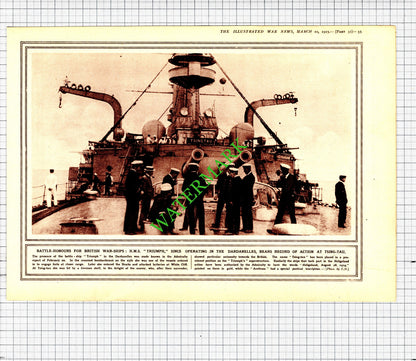 HMS Triumph Ship Dardanelles / General Ruzsky Great War  -1915 Cutting