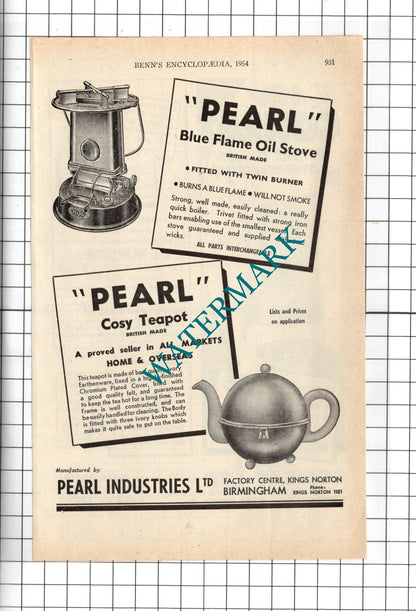 Pearl Industries Ltd Birmingham / Coheat Ltd Birmingham   - 1954 Advert