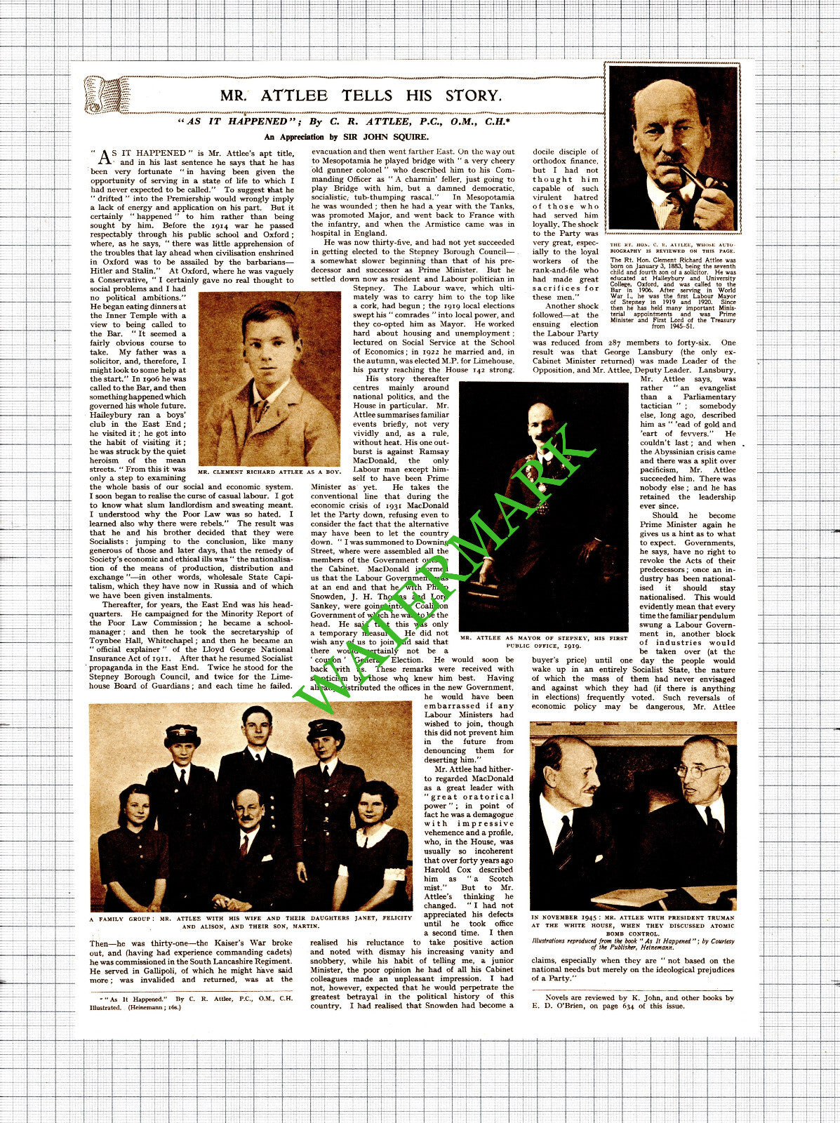 Mr Clement Attlee  -1954 Cutting