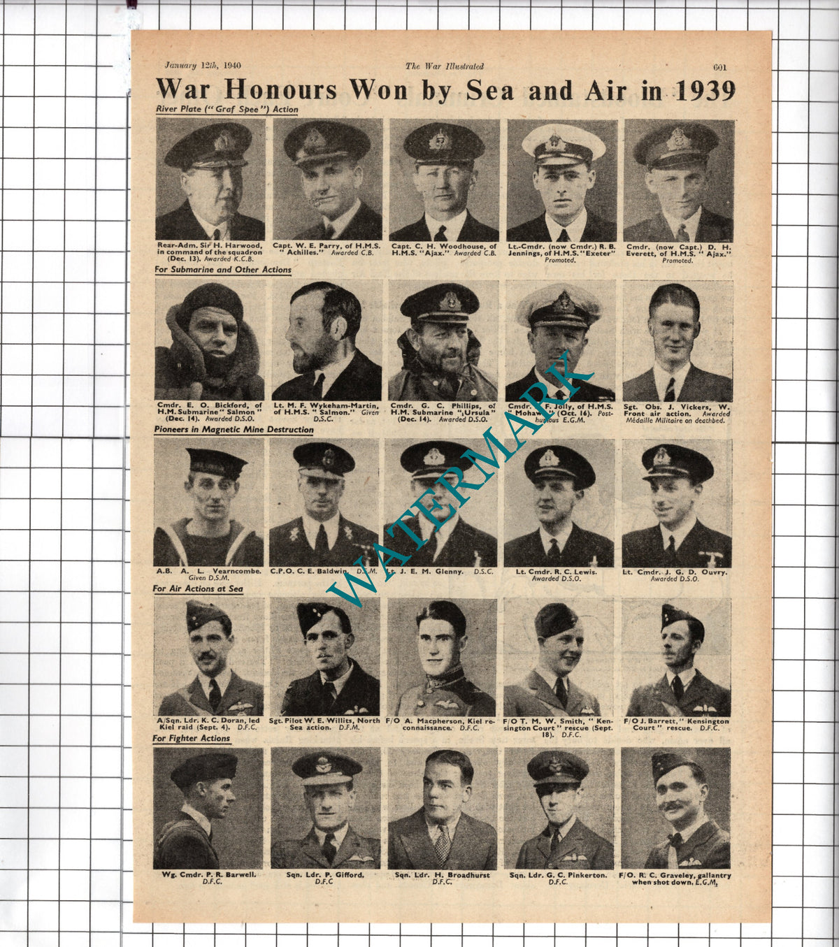 Vearncombe Sir H Harwood Glenny Barwell Graveley Ouvry  WW2 - 1939 Clipping
