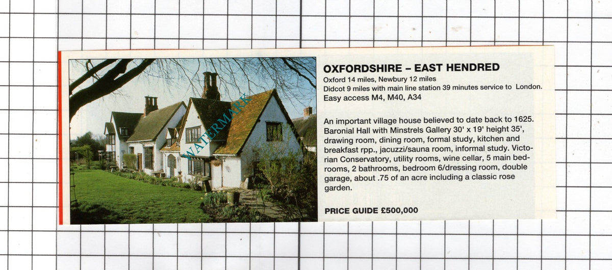 East Hendred Oxfordshire   - 1991 House Sale Advert