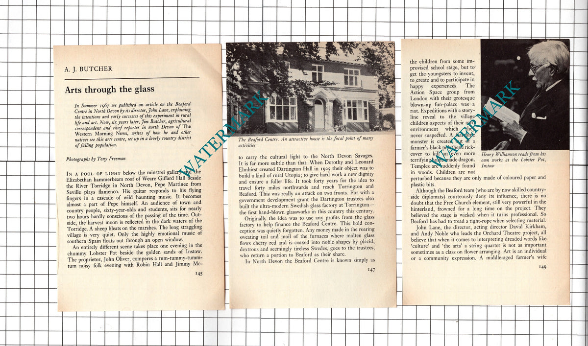 Beaford Centre North Devon Jim Butcher  - 1973 Small Article