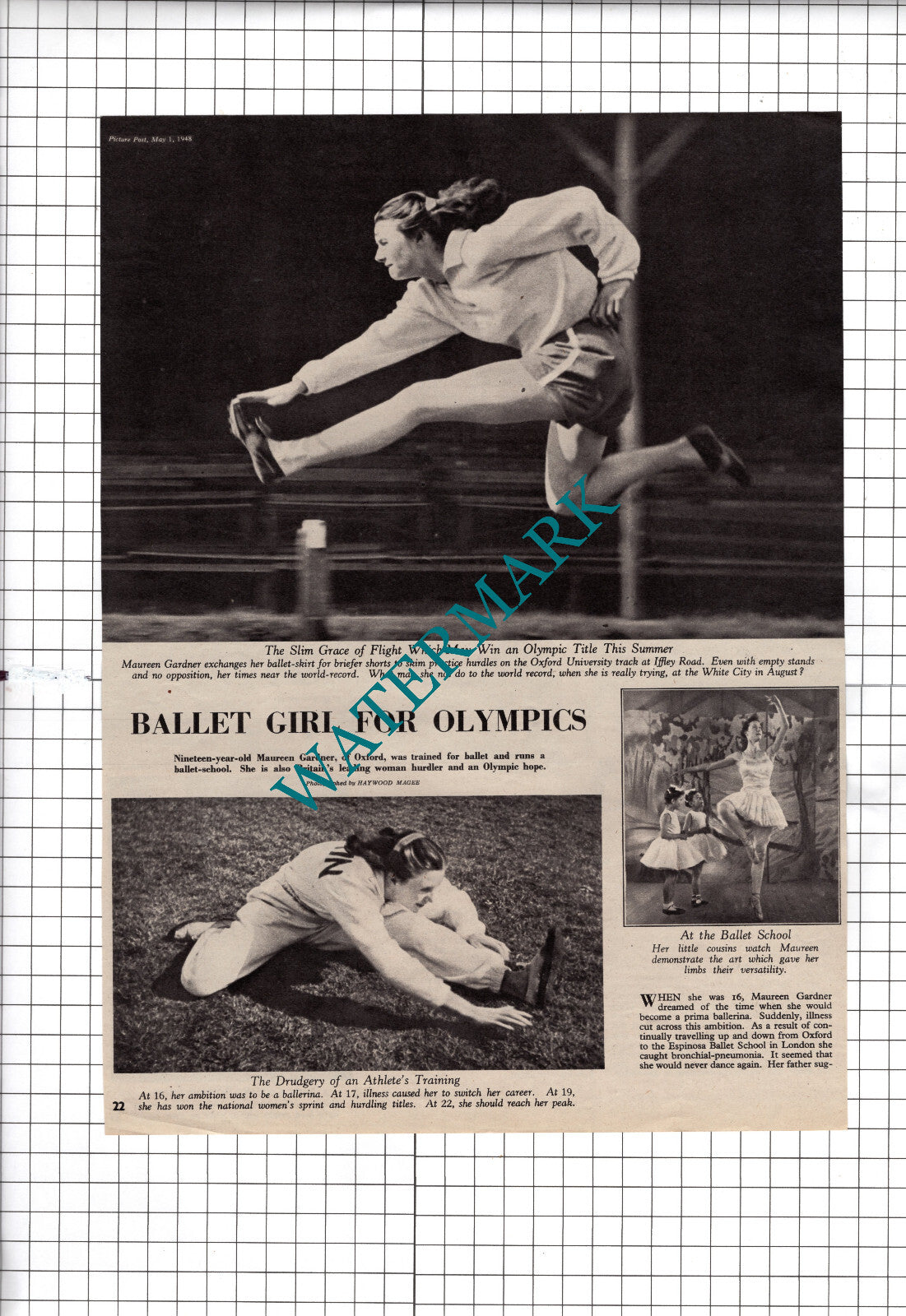 Maureen Gardner Oxford Ballet Dancer Hurdler  - 1948 Article
