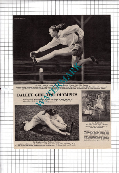 Maureen Gardner Oxford Ballet Dancer Hurdler  - 1948 Article