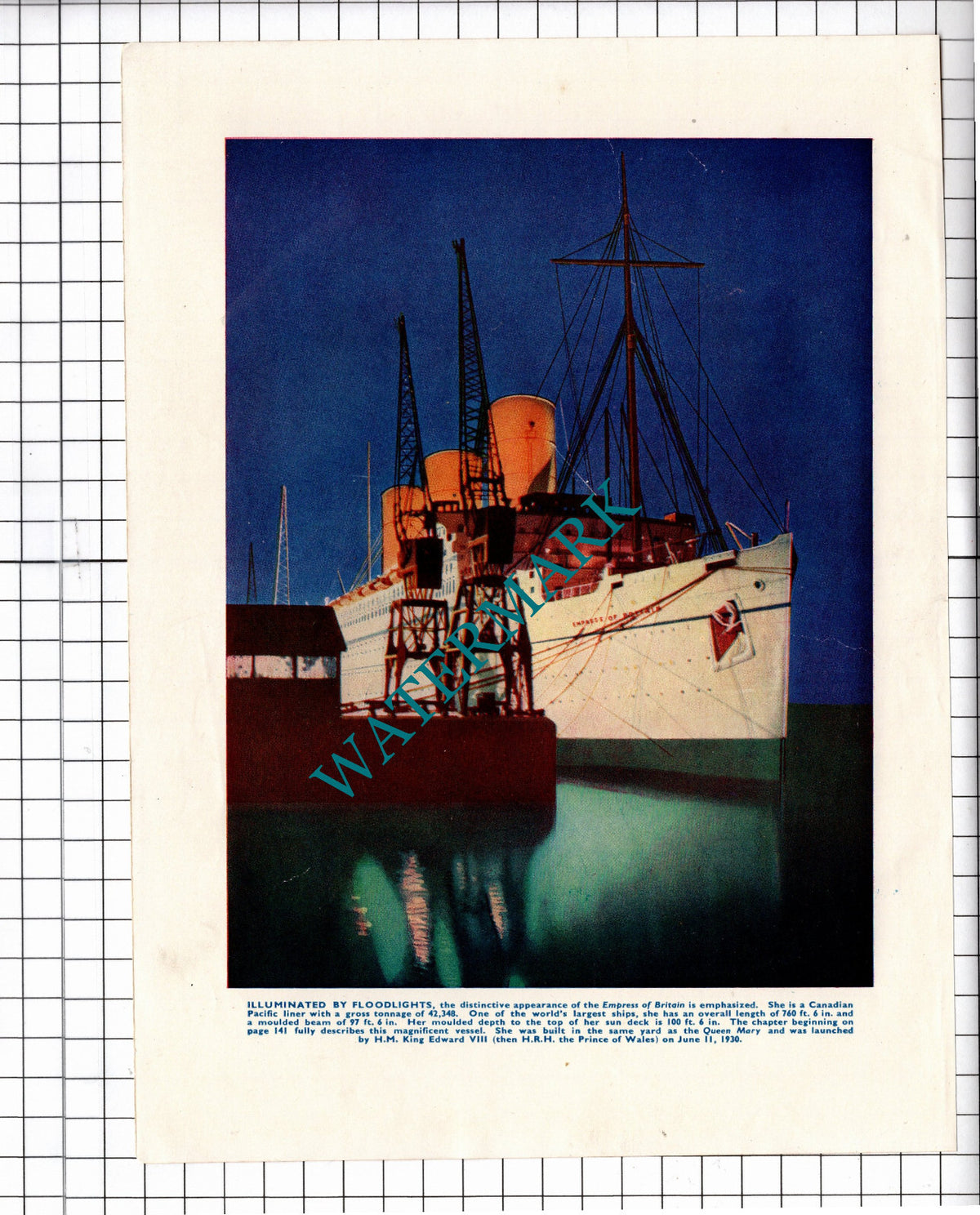 Empress Of Britain Ship  - c.1940 Print