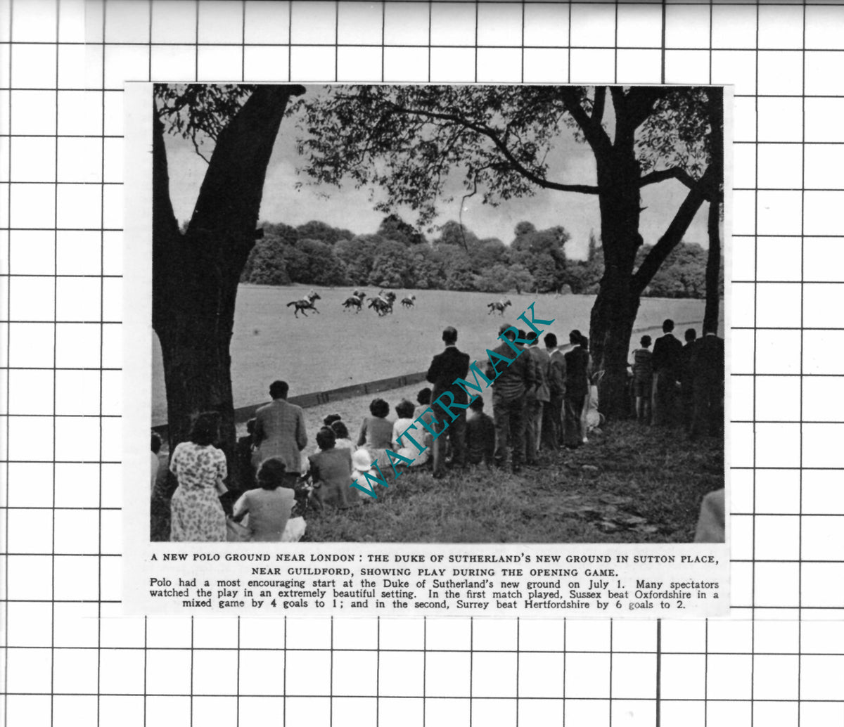 The Duke Of Sutherland Polo Ground Sutton Place Guildford  - 1950 News Clipping