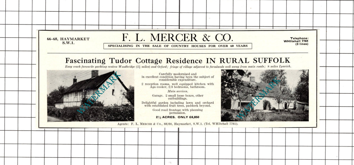 Woodbridge Suffolk House Sale Advert  - 1967 Clipping