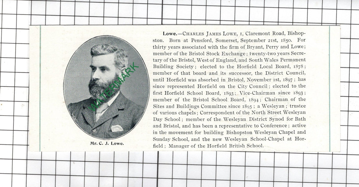 Charles James Lowe Pensford Somerset Bryant Perry & Lowe -  1898 Clipping