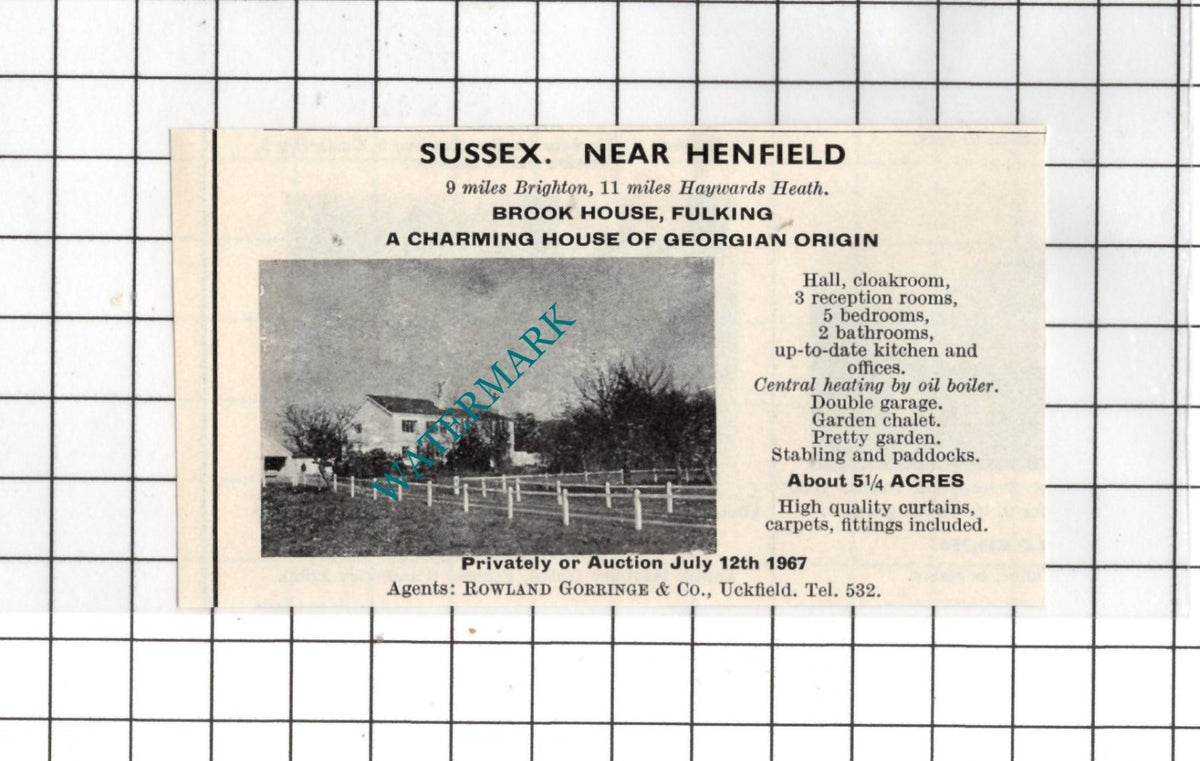 Brook House Fulking Sussex - 1967 Small House Sale Advert
