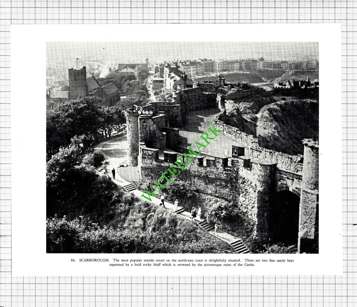 Scarborough Castle North Yorkshire / Robin Hood's Bay  - 1958 Cutting /  Print