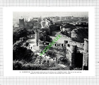 Scarborough Castle North Yorkshire / Robin Hood's Bay  - 1958 Cutting /  Print