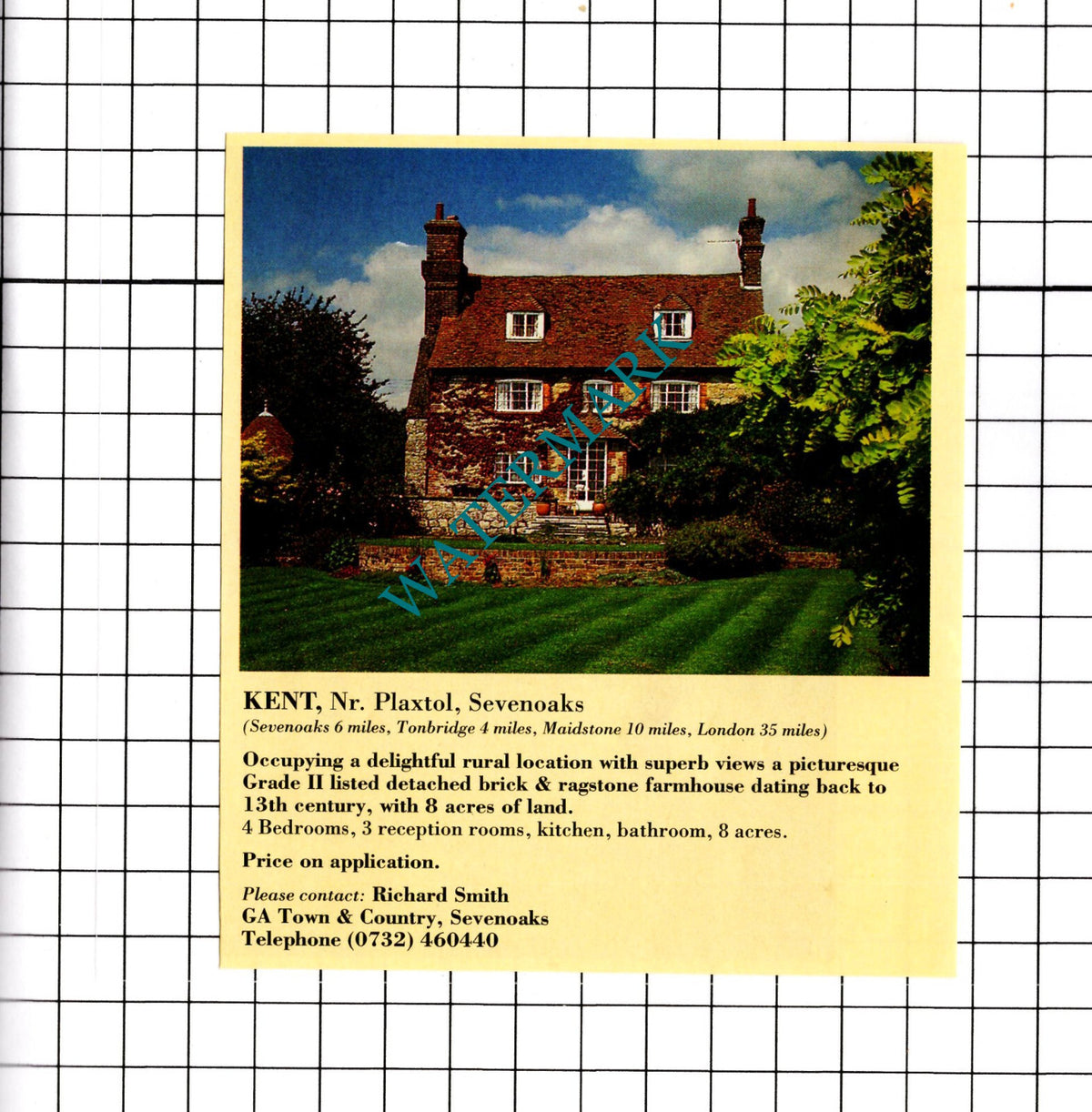 Plaxtol Sevenoaks Kent  House Sale Advert - 1991 Clipping / Print