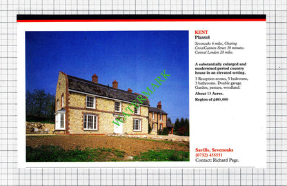 Plaxtol Kent / North Creake Norfolk Rectory House Sale Advert  - 1991 Cutting