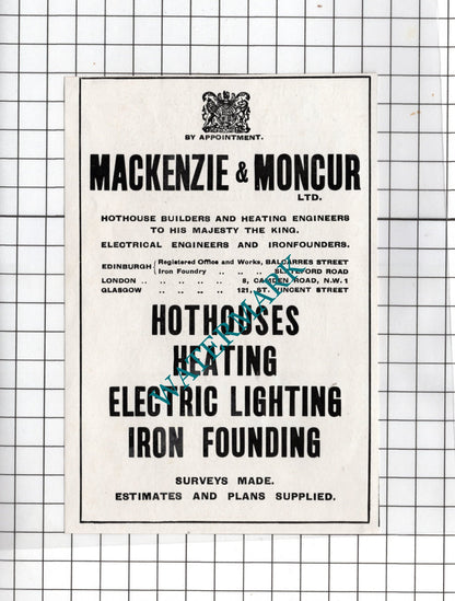 Mackenzie & Moncur Ltd  / Courtaulds Limited London  - 1927 Small Advert