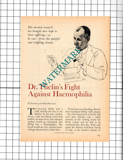 Dr Murray Thelin Haemophilia  - 1967 Small Article