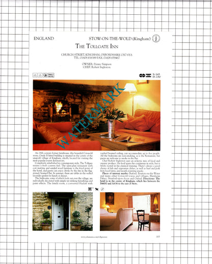 Glebe Farm House Loxley / Tollgate Inn Kingham Oxfordshire - 2001 Advert