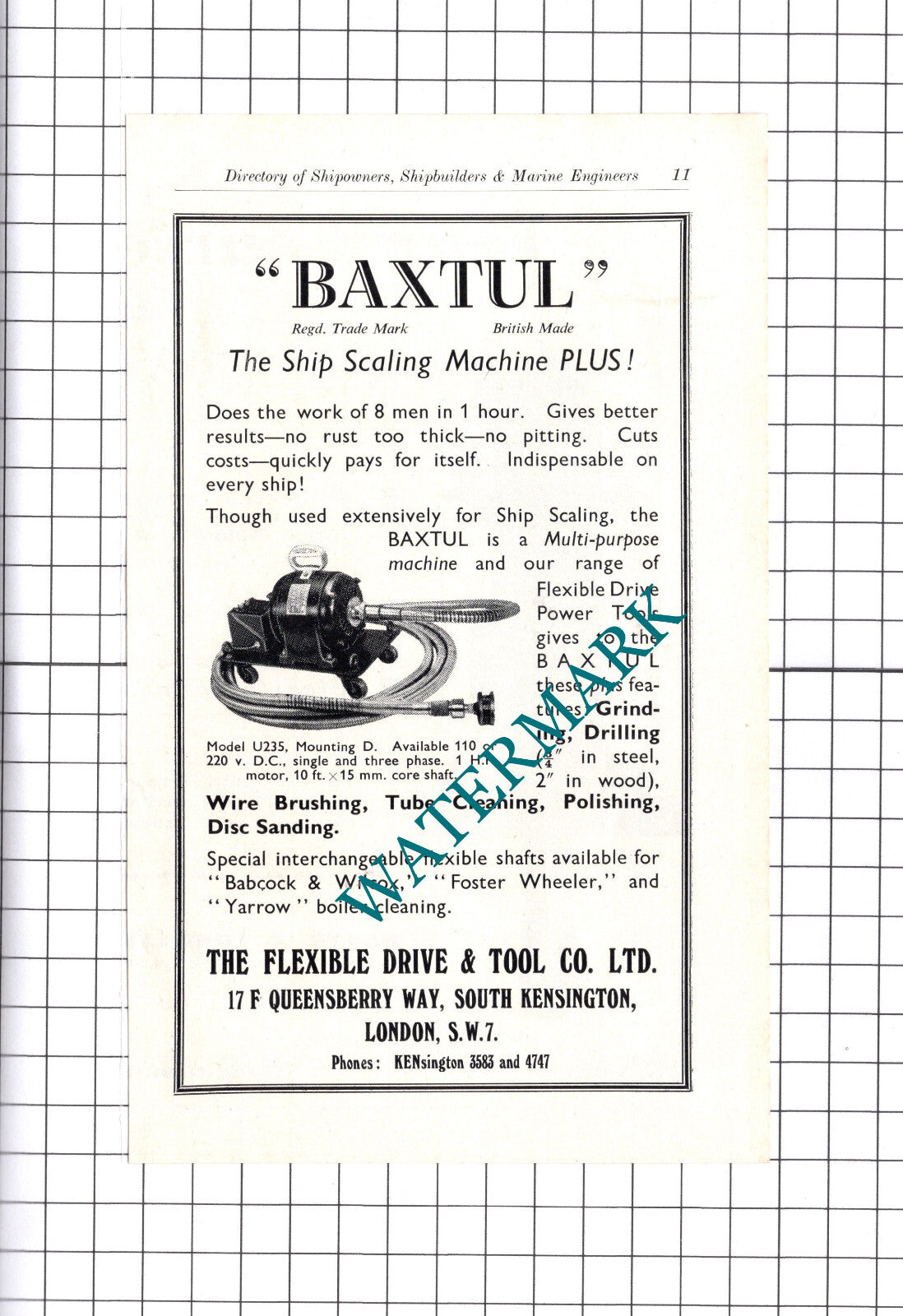 The Flexible Drive & Tool Co Ltd Baxtul Advert - c.1957 Book Print / Clipping