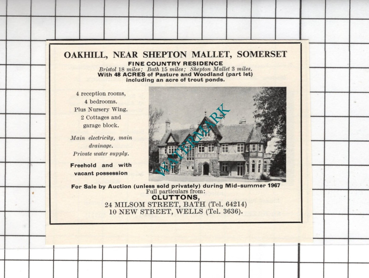 Oakhill Shepton Mallet Somerset - 1967 Small House Sale Advert