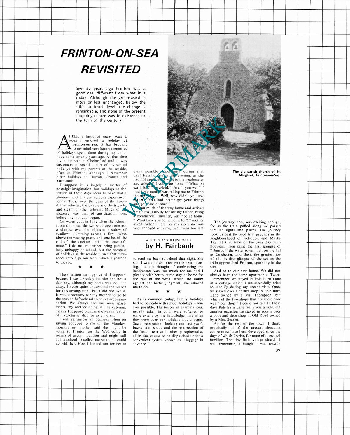 Frinton-on-Sea Essex H Fairbank - 1972 Article