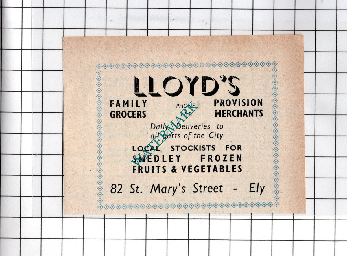 Lloyd's Grocer Main Street Ely Cambridgeshire  -  1949 Small Advert