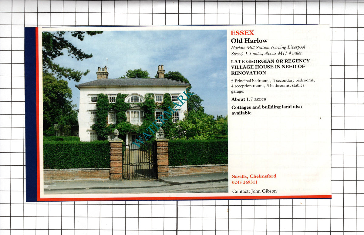 Old Harlow Essex /  Ugley Essex   - 1994 House Sale Advert