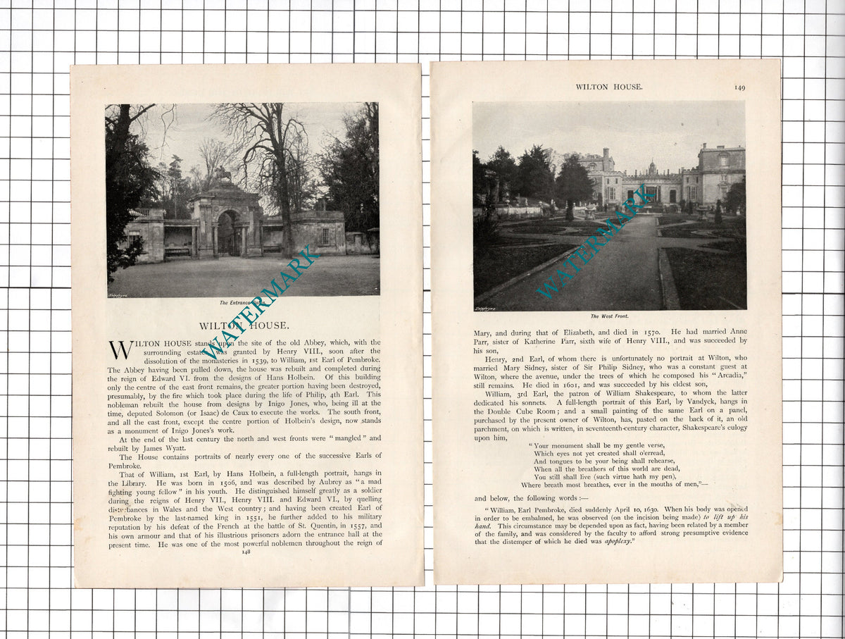 Wilton House Salisbury by Beatrix Pembroke  - c.1899 Article