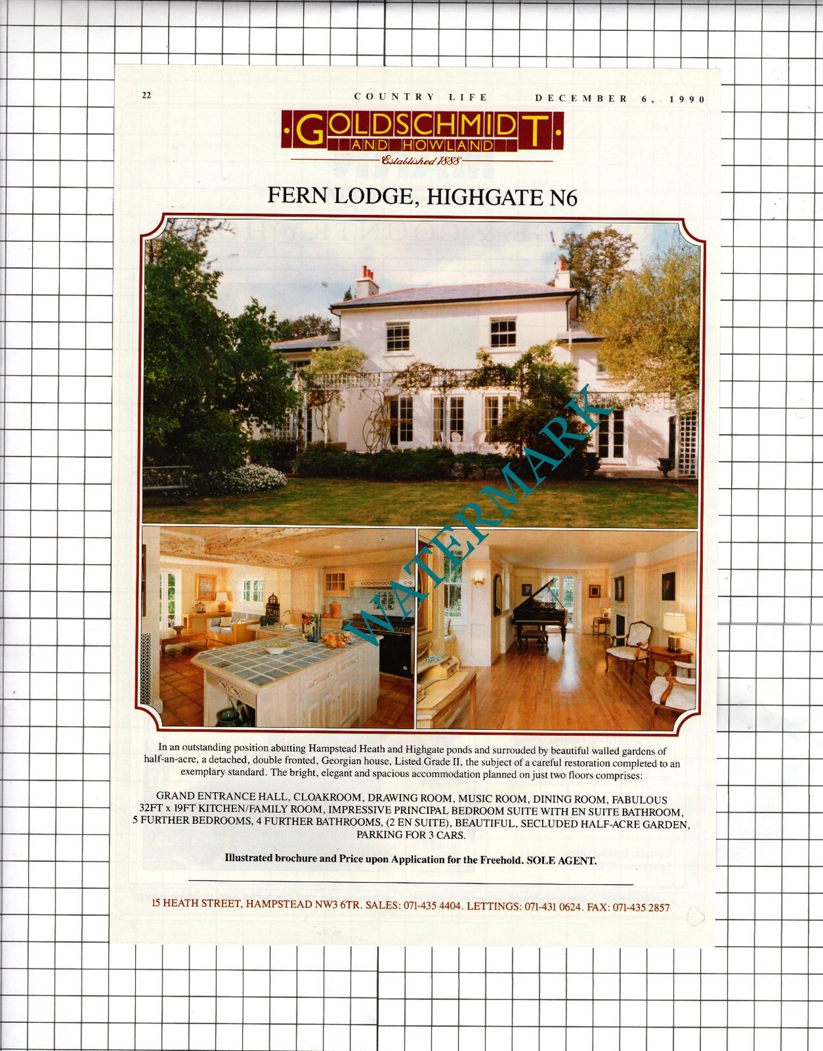 Fern Lodge Highgate London N6  - 1990 House Sale Advert