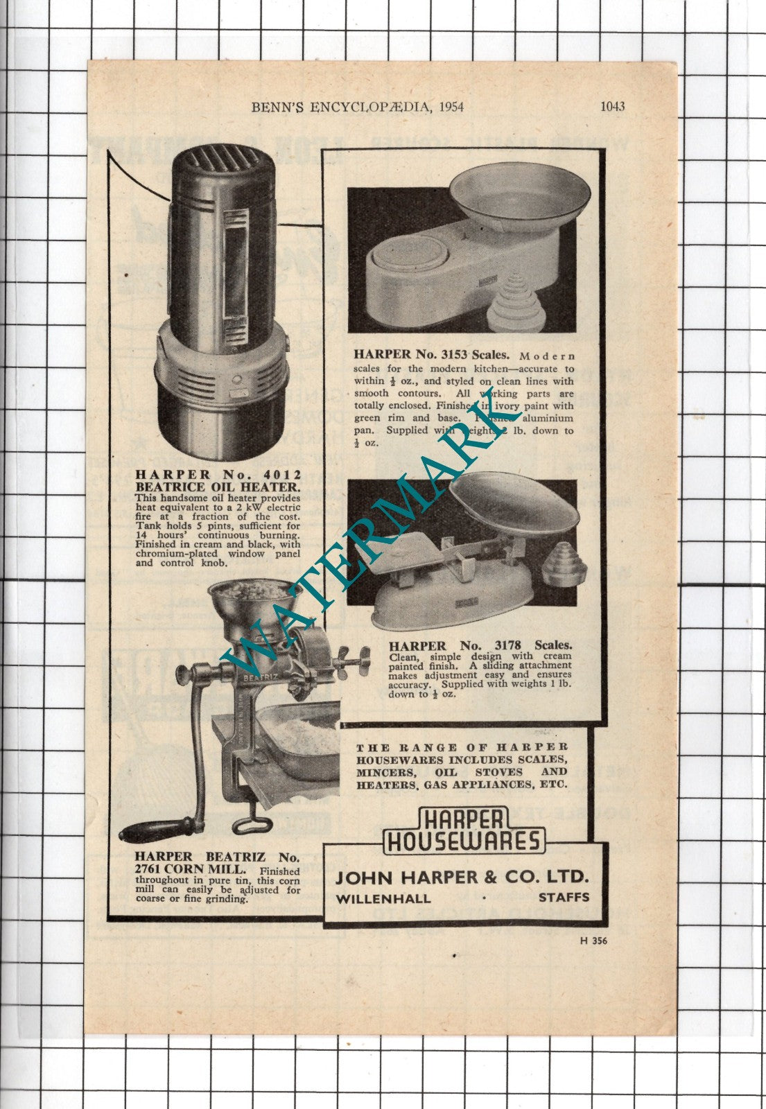 Harper Housewares John Harper & Co Ltd  Willenhall Staffordshire - 1954 Advert