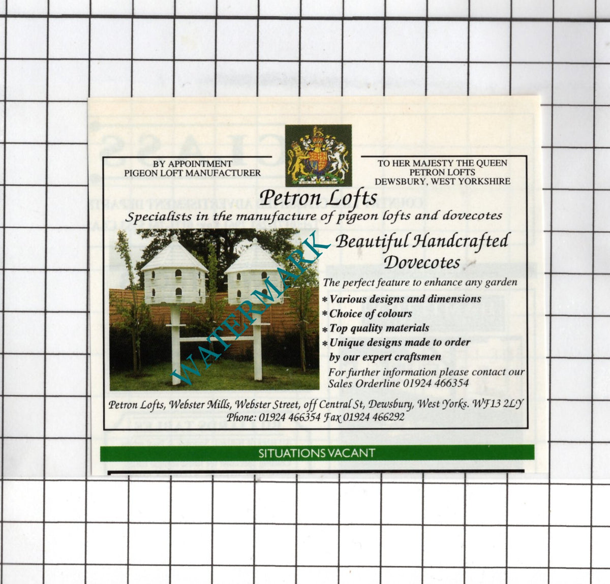 Petron Lofts Webster Mills Dewsbury Yorkshire Advert - 1997  Small Cutting